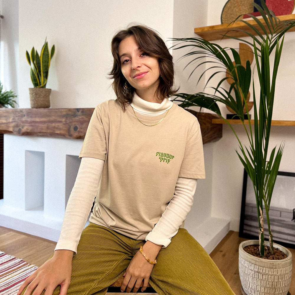 FLAVOUR FUSION - Camiseta unisex beige/verde