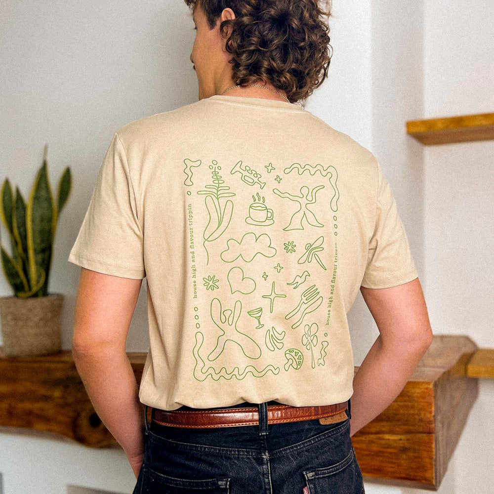FLAVOUR FUSION - Camiseta unisex beige/verde